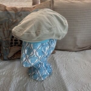 Dockers Linen Hat Cap Tan Newsboy Paperboy Snap Size S/M Small Medium Lined